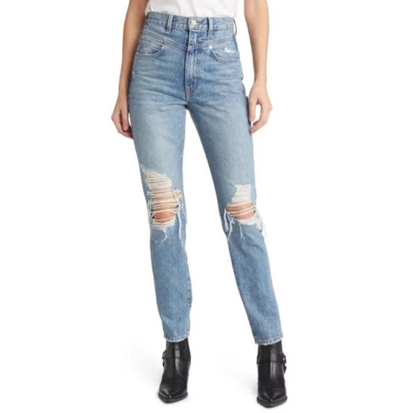 Slvrlake Beatnik Jeans Straight Leg High Rise Distressed Women’s New Size 27